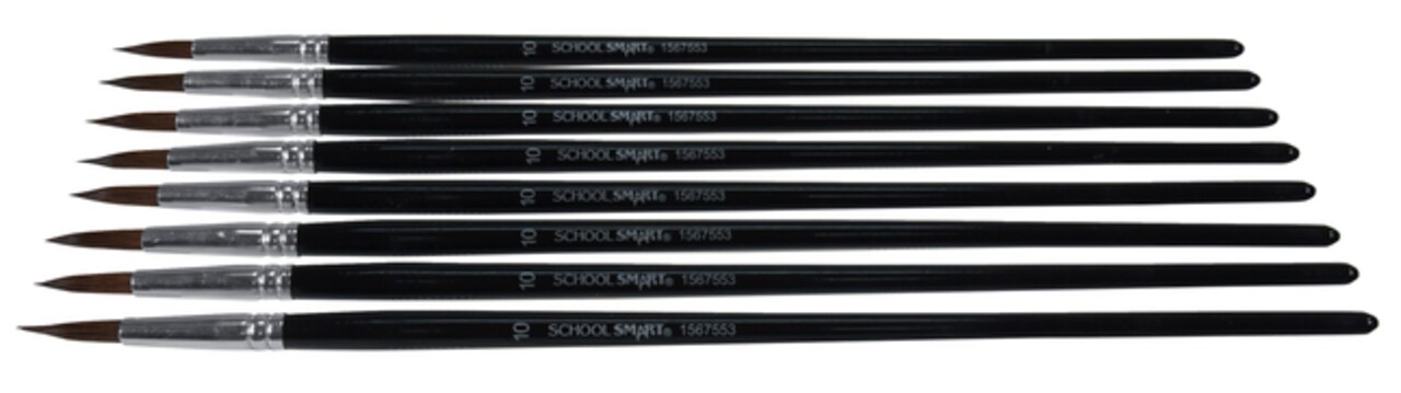 School Smart Long Handle Round Watercolor Brush, Size 10, Pack of 12